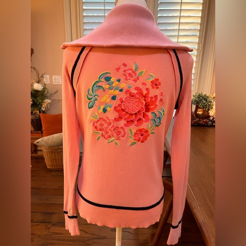 Escada Sport feminine Y2K Pink Full Zip Cotton/Cashmere Sweater Jacket Sz M
